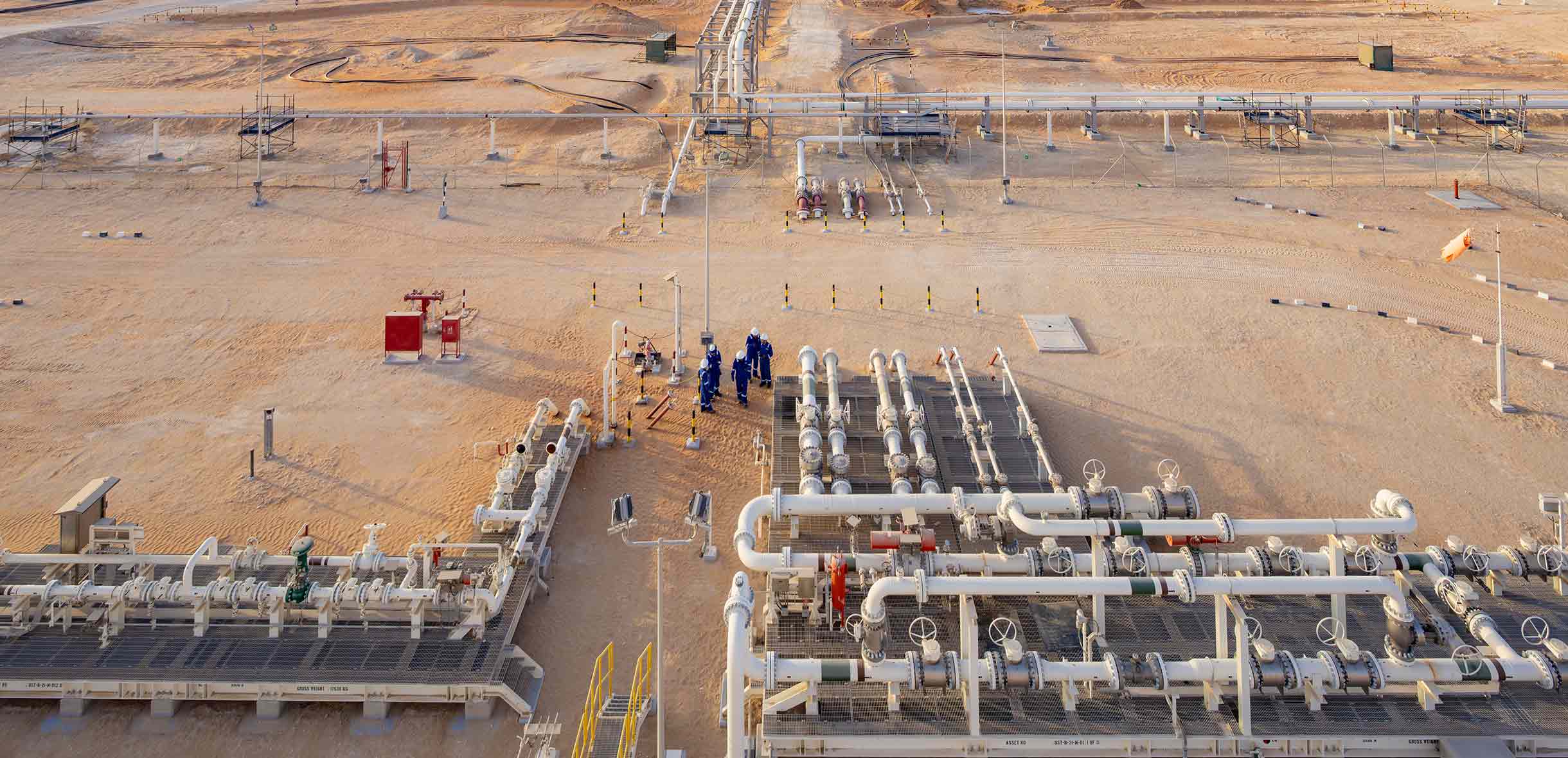 Drone's view photo of a desert production facility